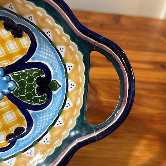 Talavera Mexican Folk Art Handpainted Bowls w/ Handles Set of 2 - Picture 8 of 10